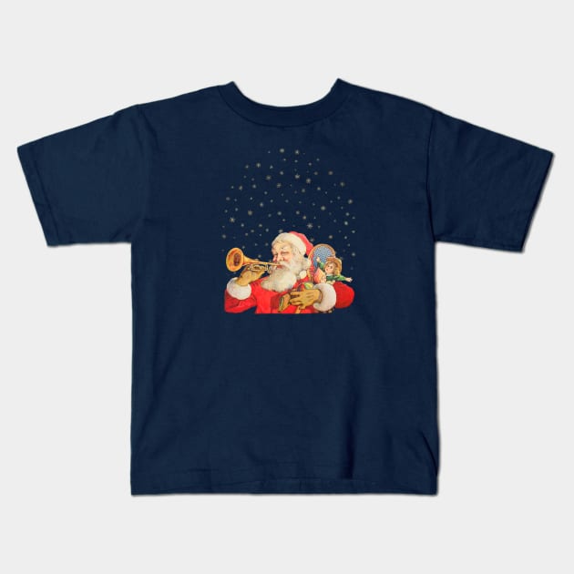 Santa Claus Vintage Illustration Kids T-Shirt by Biophilia